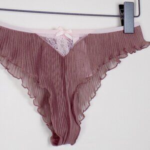 new! dream angels Pleated bow ruffle  Sheer French thong